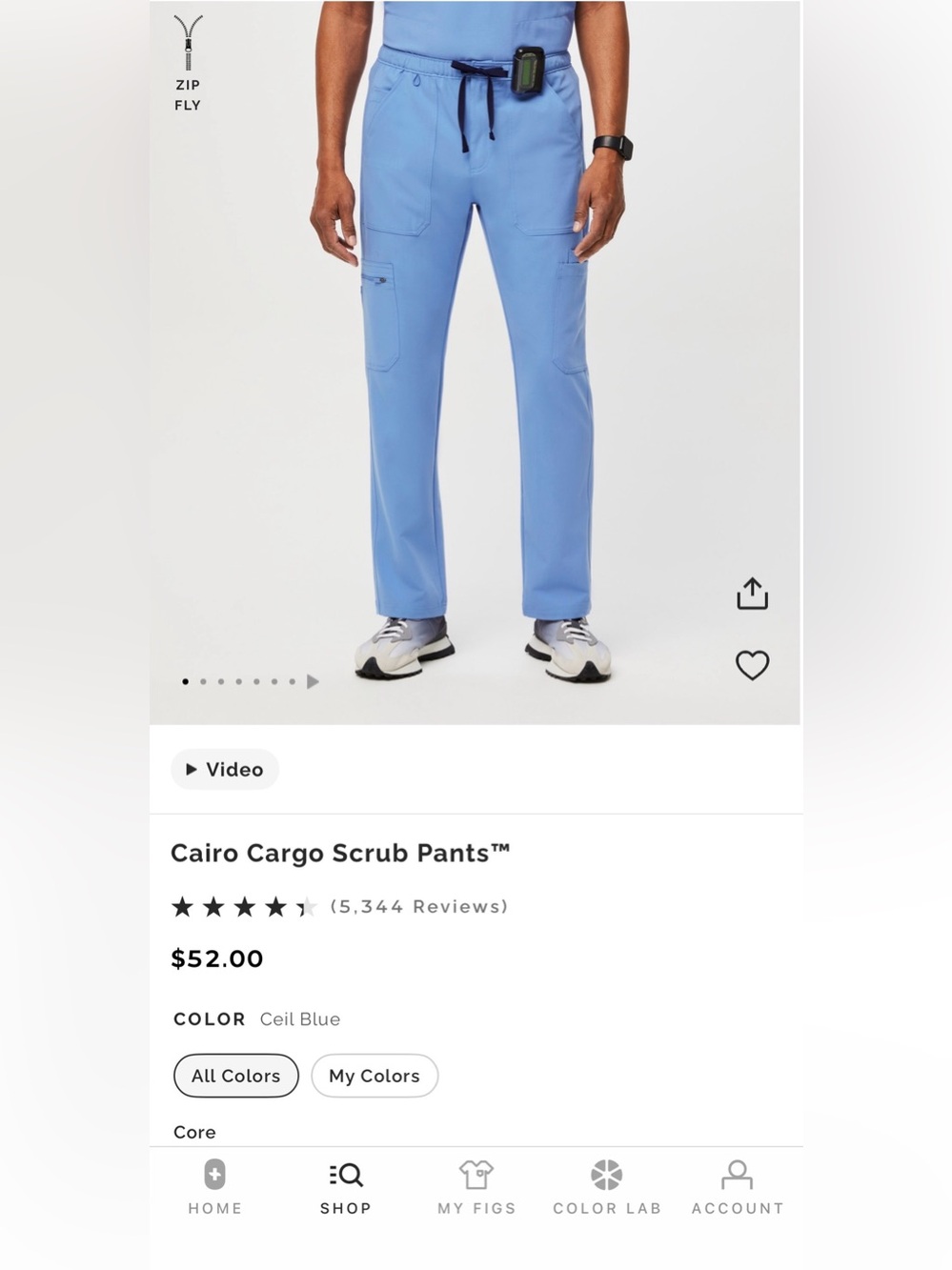 Figs Cairo Cargo Scrub Pants - Ceil Blue